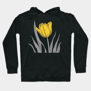 Yellow Tulip on black Hoodie